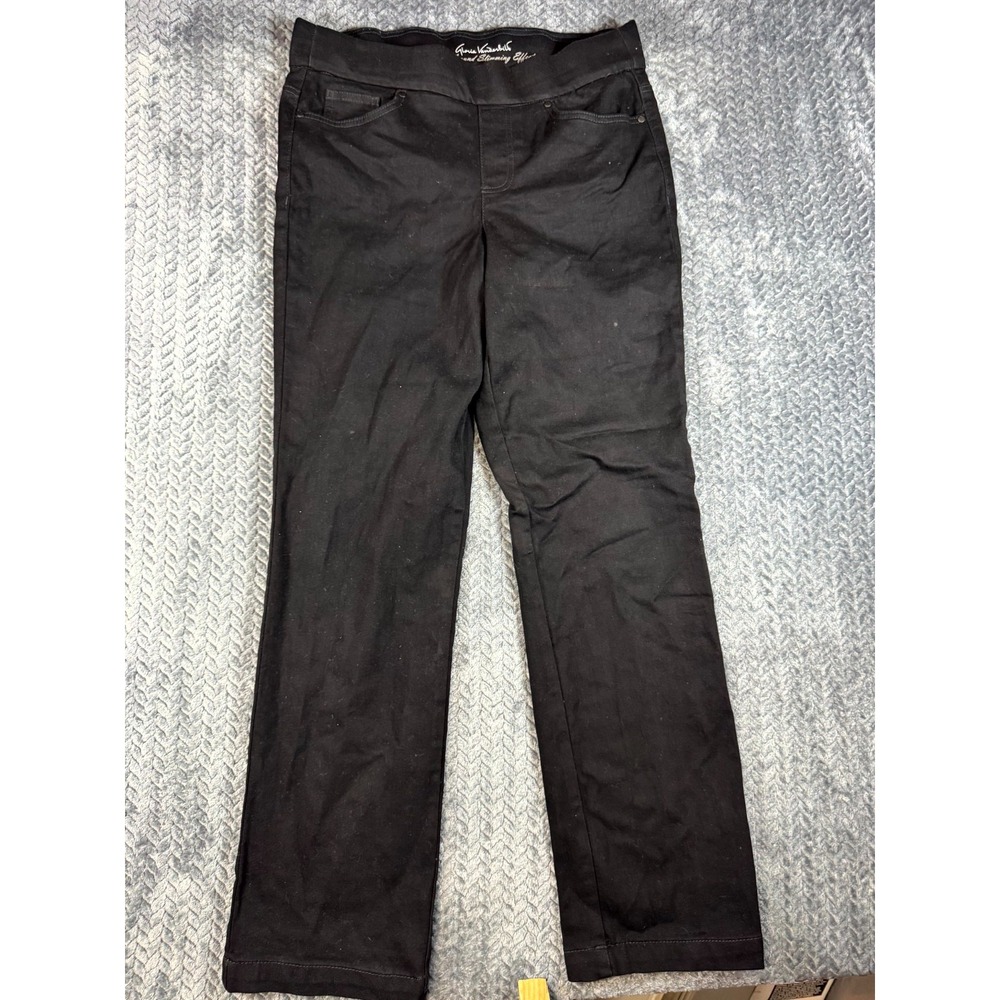 Gloria Vanderbilt All-Around Slimming Effect Pants Women 12 Black Cotton Pockets